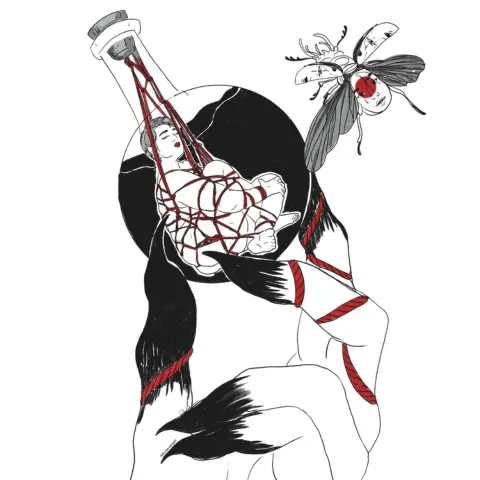 Illustrated person in rope with overlaid neurological and sensory imagery.