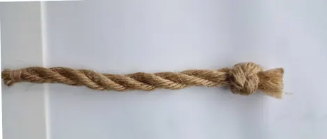 Natural jute rope with a tied stopper knot at the end.